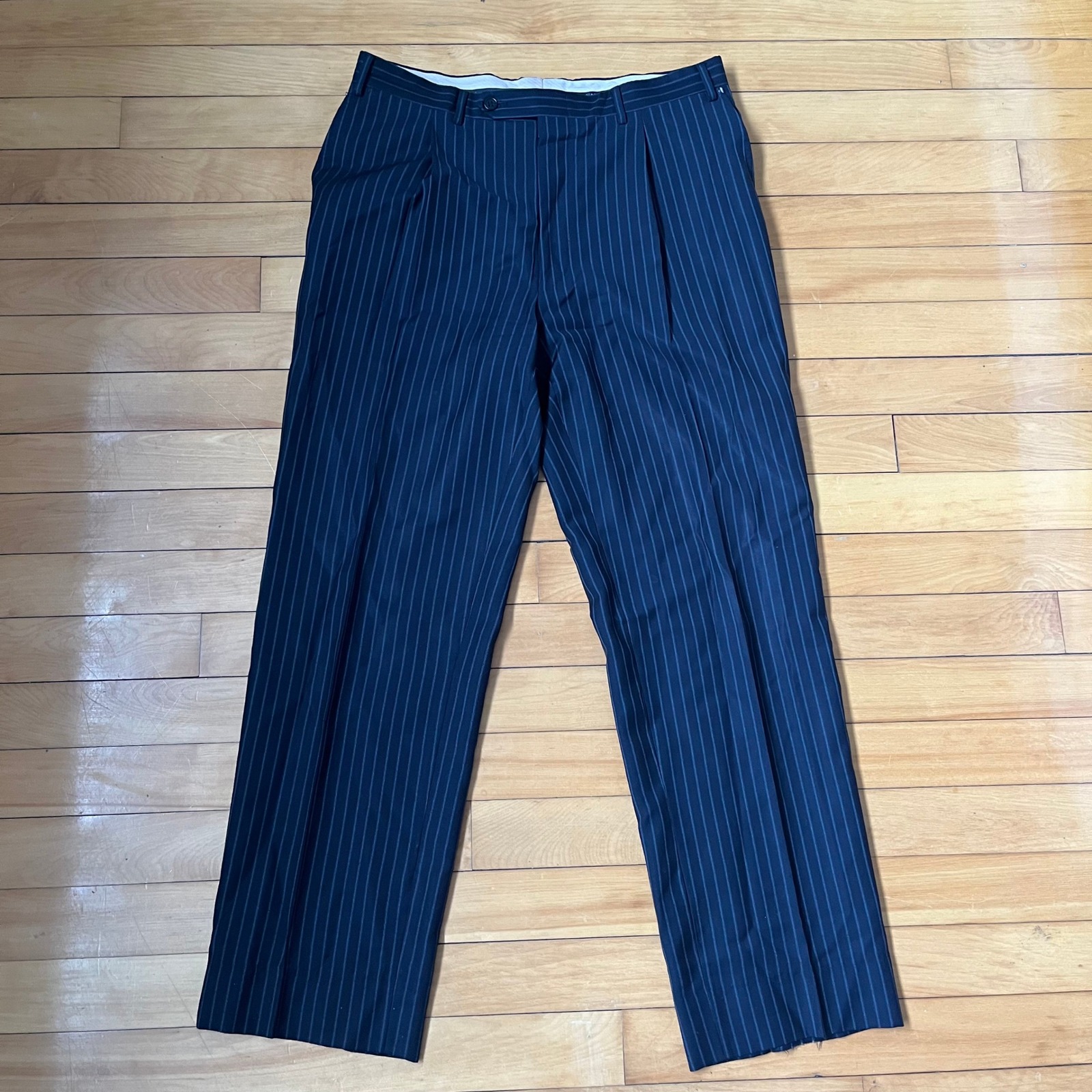 Canali Mens Navy Blue Pinstripe Wool Dress Pants Made In Italy Size 52 It